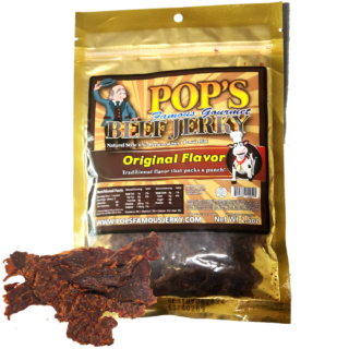 Image of a bag of Pop's Famous Beef Jerky Original flavor